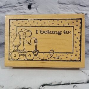 80s Daisy Kingdom Rubber Stamp Bunny Belong To Book Plate‎ 1988